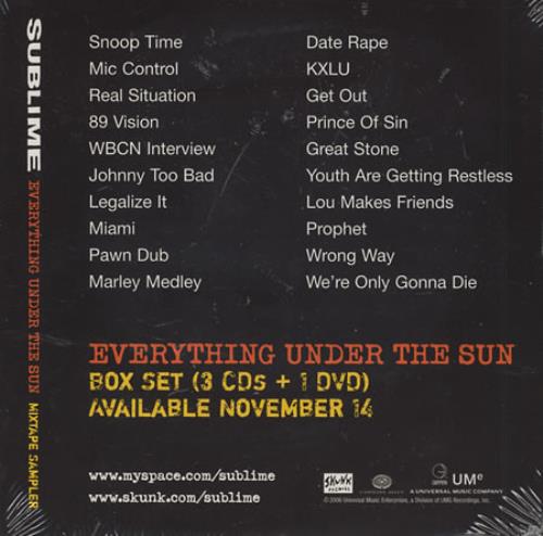 Sublime Everything Under The Sun - Mixtape Sampler US Promo CD